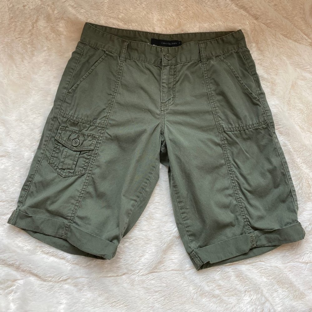 Calvin Klein Womens Roll Up Bermuda Cargo Shorts